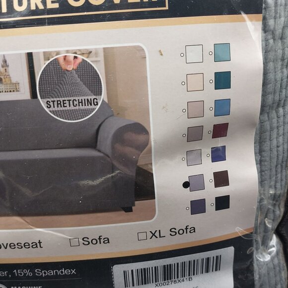 NWT PrinceDeco Stretch Furniture Cover for Loveseat, Gray 85% Polyester & 15% Sp - Picture 5 of 5